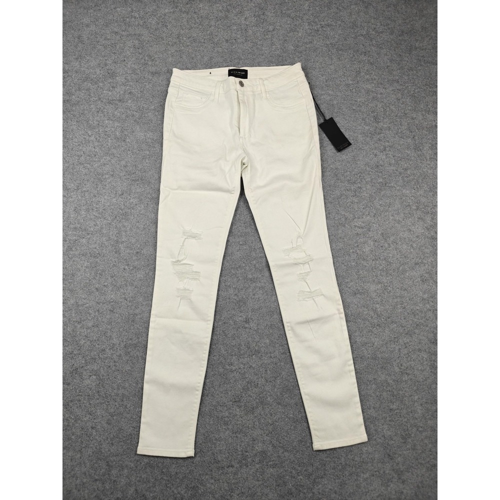 Black Orchid Jude Jeans Womens 27 White Mid Rise Super Skinny Distressed 27x29.5